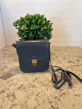 Florence Made In Italy Grey Structured Leather Crossbody Handbag